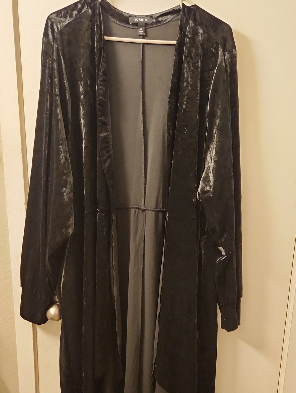 Torrid Black Velvet Open Front Duster Jacket 6